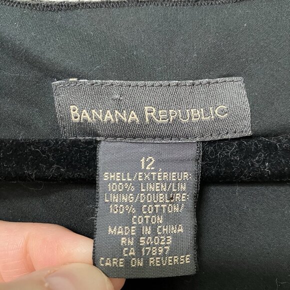 Banana Republic Maxi Dress Womens 12 Black Linen Sleeveless Neutral Goth - Picture 2 of 10